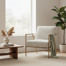 Accent Chair, Beige Frost Fabric, Forged Steel Legs
