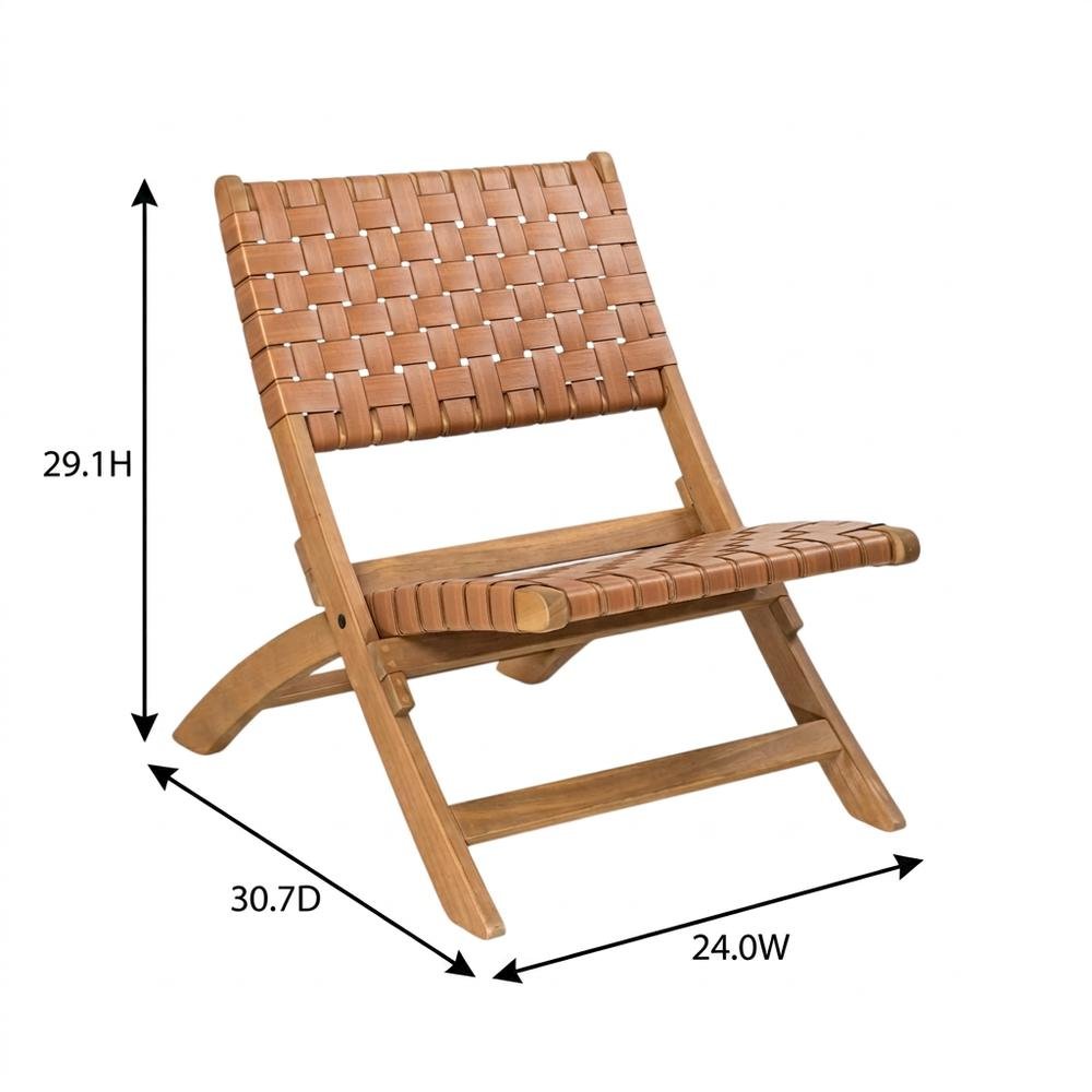 Brown lounge chair with modern design and solid acacia wood frame