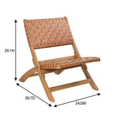 Brown lounge chair with modern design and solid acacia wood frame
