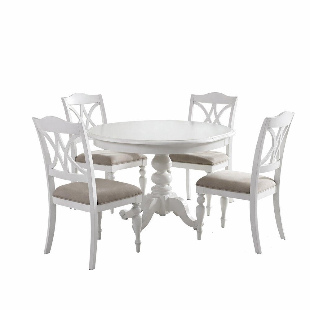 Summer House 5 Piece Pedestal Table Set in Poplar/Pine Solids w/ Wood Products