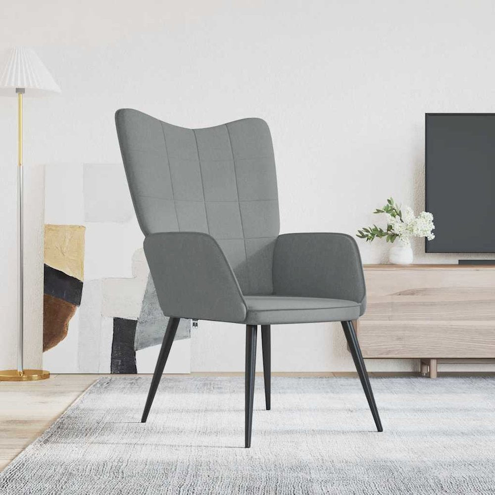 Relaxing Chair Light Grey 100% Polyester, Steel, Foam Medium