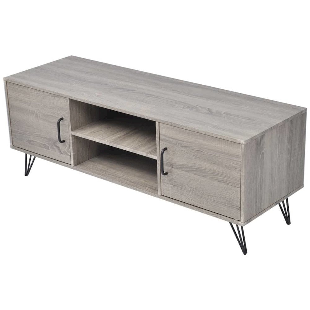 TV Stand Gray MDF, PVC, Metal Medium MDF TV Stand Rectangular