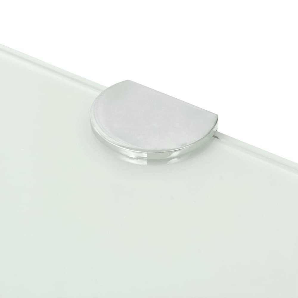 Corner Shelf White Tempered Glass 9.8 in x 9.8 in Wall Mounting