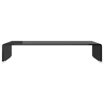 TV Stand Black Tempered Glass Medium Modern TV Stand