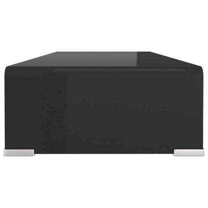 TV Stand Black Tempered Glass Medium Modern TV Stand