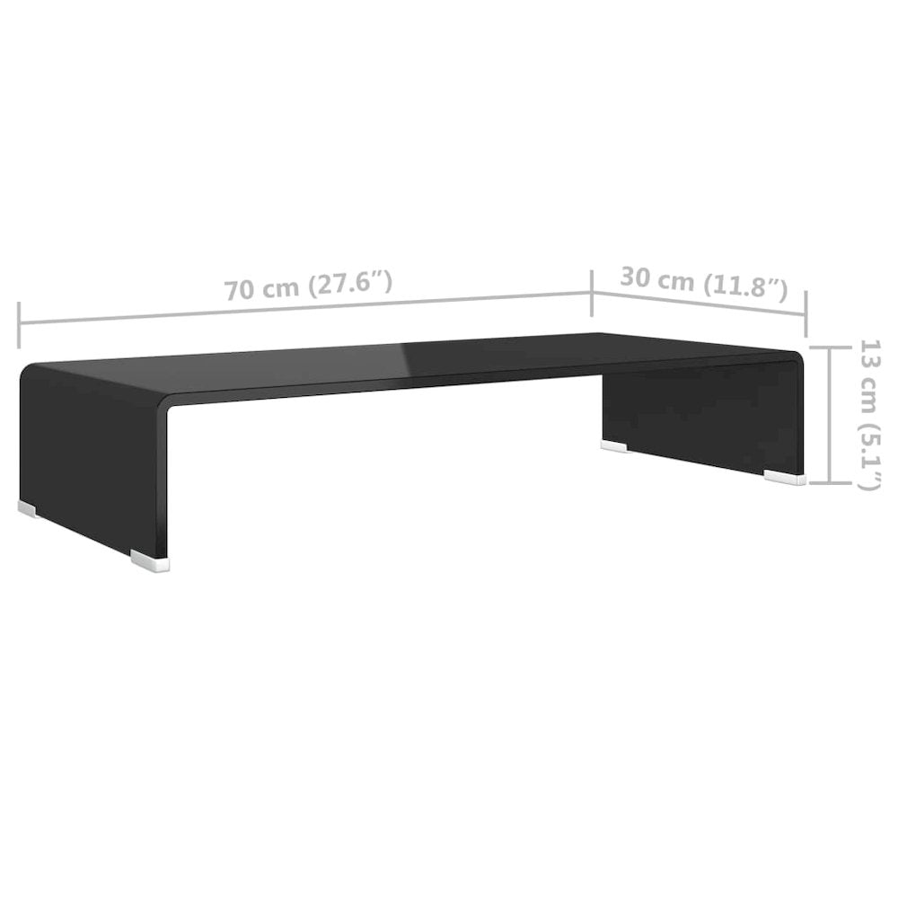 TV Stand Black Tempered Glass Medium Modern TV Stand