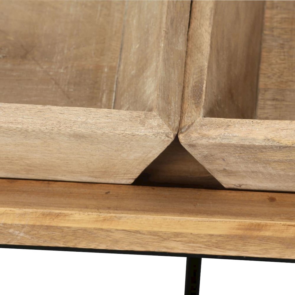 Coffee Table Brown Solid mango wood Standard Removable Tray Top