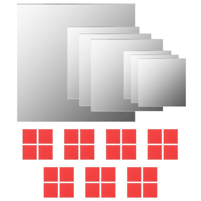 Wall Mirror Set of 7 Transparent Glass Small Decorative Inlays