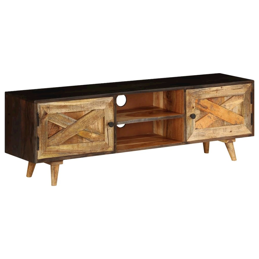 TV Cabinet Brown Solid Mango Wood Medium TV Cabinet Rectangular