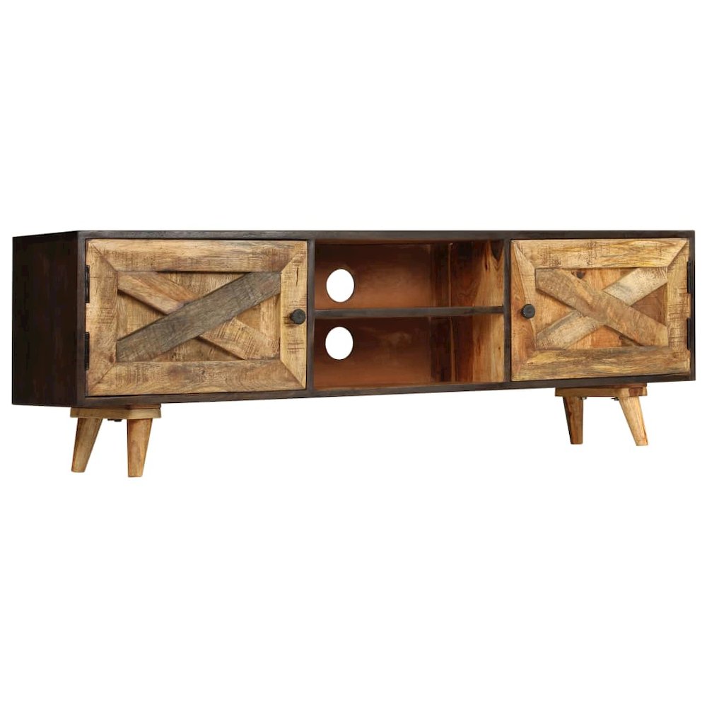 TV Cabinet Brown Solid Mango Wood Medium TV Cabinet Rectangular