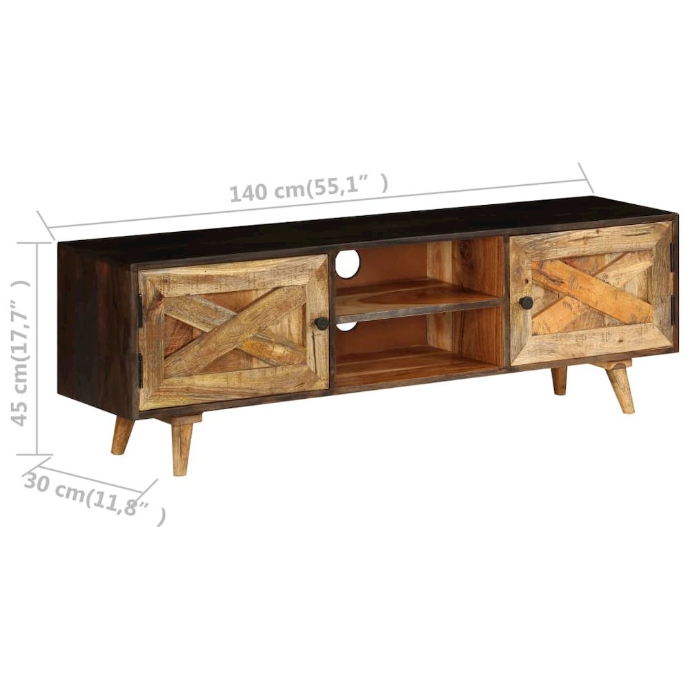TV Cabinet Brown Solid Mango Wood Medium TV Cabinet Rectangular