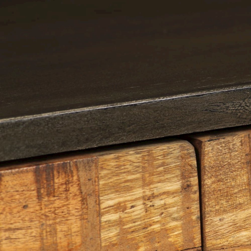 TV Cabinet Brown and Black Solid Mango Wood Medium TV Cabinet
