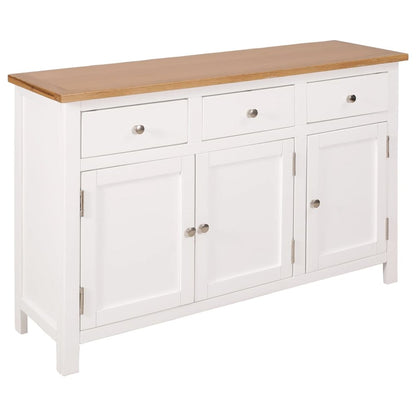 Sideboard Brown and White Solid Oak Wood, Solid Acacia Wood, MDF
