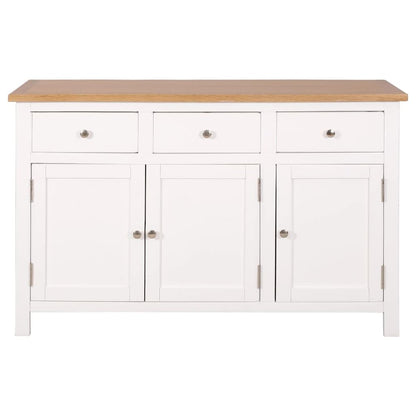 Sideboard Brown and White Solid Oak Wood, Solid Acacia Wood, MDF