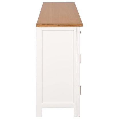Sideboard Brown and White Solid Oak Wood, Solid Acacia Wood, MDF