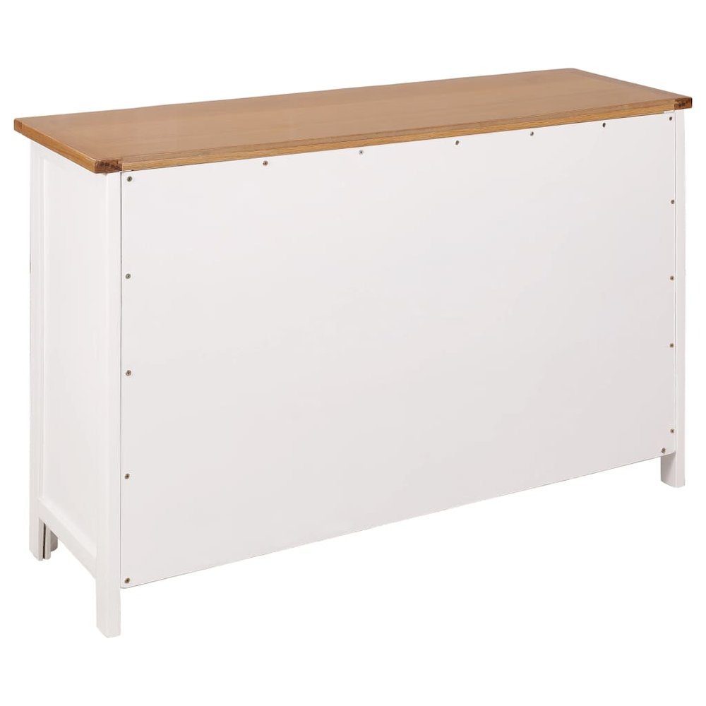 Sideboard Brown and White Solid Oak Wood, Solid Acacia Wood, MDF
