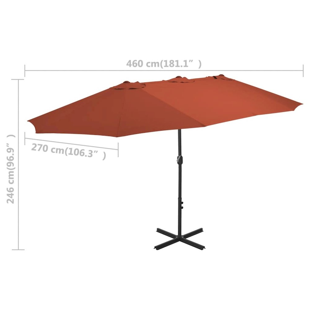 Garden Parasol Terracotta Polyester Extra Large