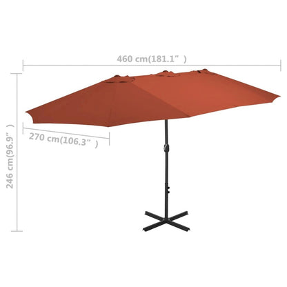 Garden Parasol Terracotta Polyester Extra Large