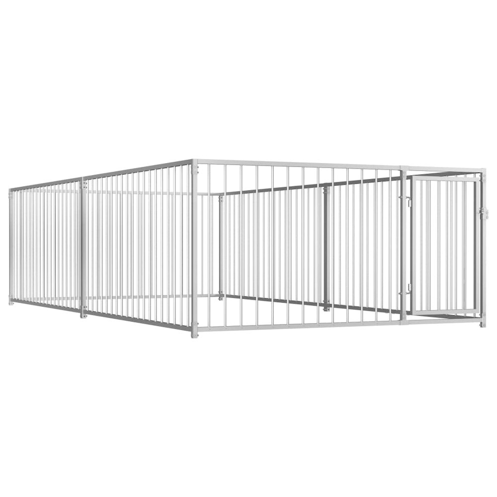 Dog Kennel Silver Steel 78.7 in x 157.5 in x 39.4 in Dog Kennel