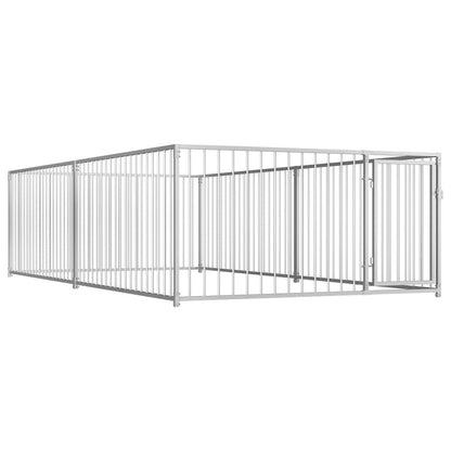 Dog Kennel Silver Steel 78.7 in x 157.5 in x 39.4 in Dog Kennel