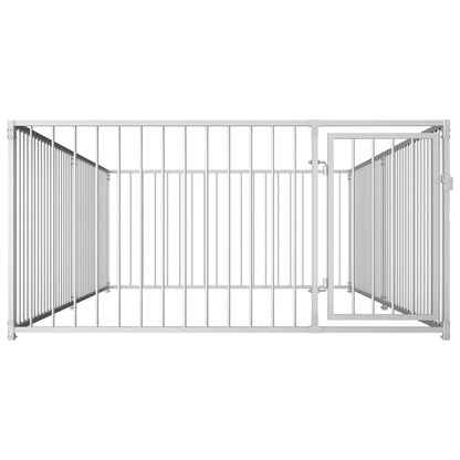 Dog Kennel Silver Steel 78.7 in x 157.5 in x 39.4 in Dog Kennel