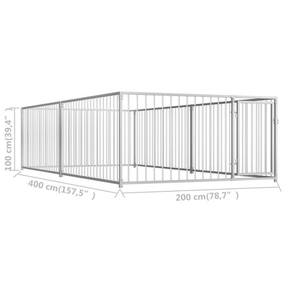 Dog Kennel Silver Steel 78.7 in x 157.5 in x 39.4 in Dog Kennel