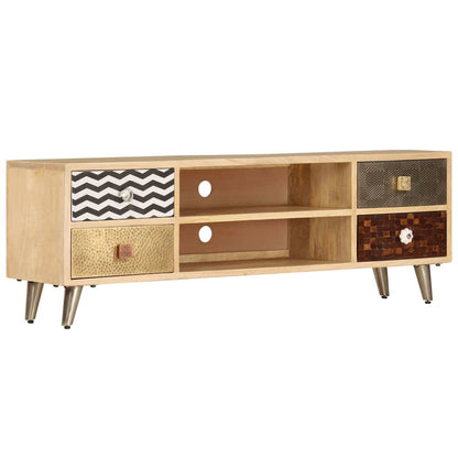 TV Stand Multicolor Solid Mango Wood, Steel