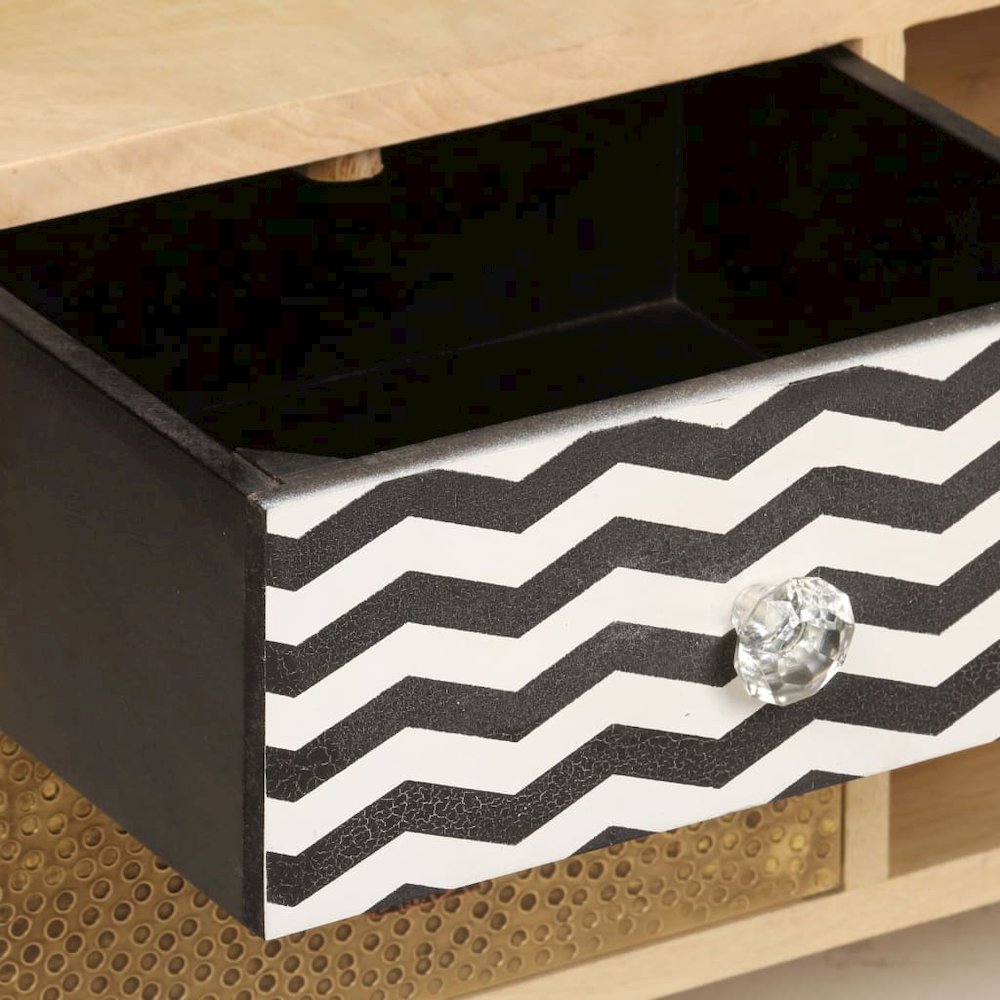 TV Stand Multicolor Solid Mango Wood, Steel