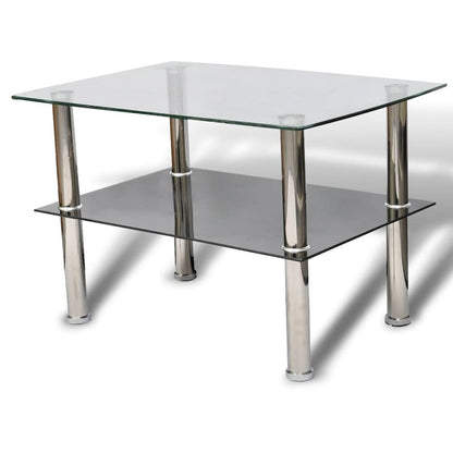 Coffee Table Transparent, Black Tempered Glass Small Durable