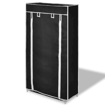 Fabric Shoe Cabinet with Cover 23" x 11" x 42" Black, 240503