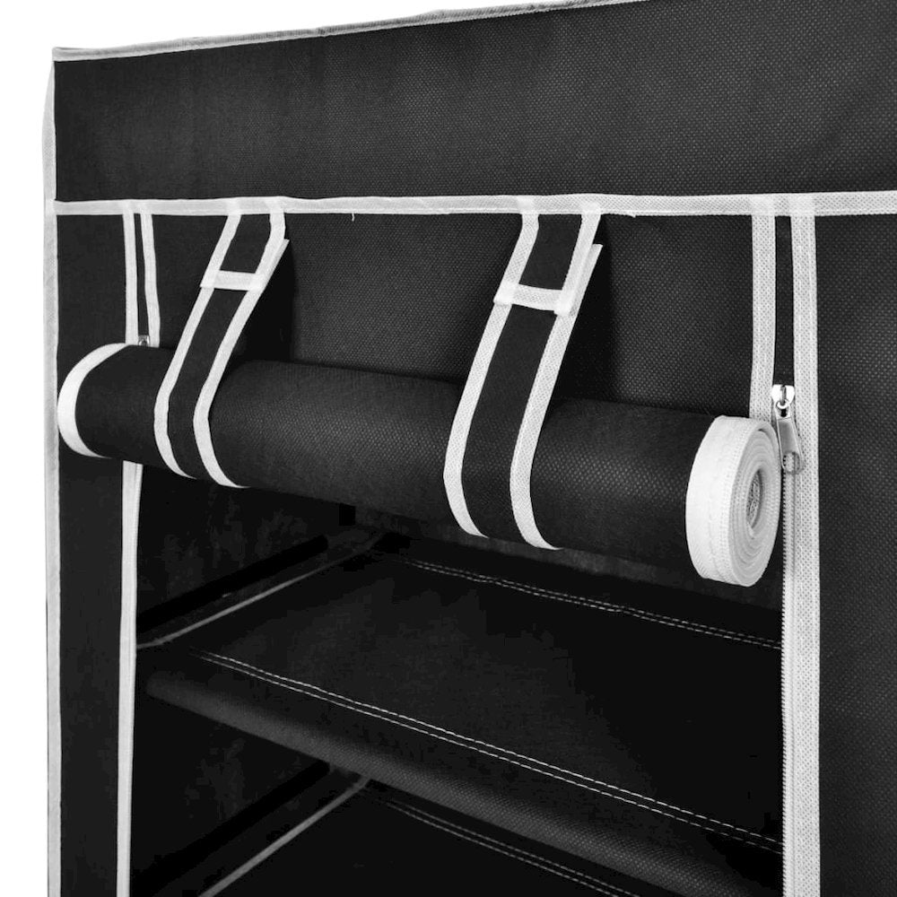 Fabric Shoe Cabinet with Cover 23" x 11" x 42" Black, 240503