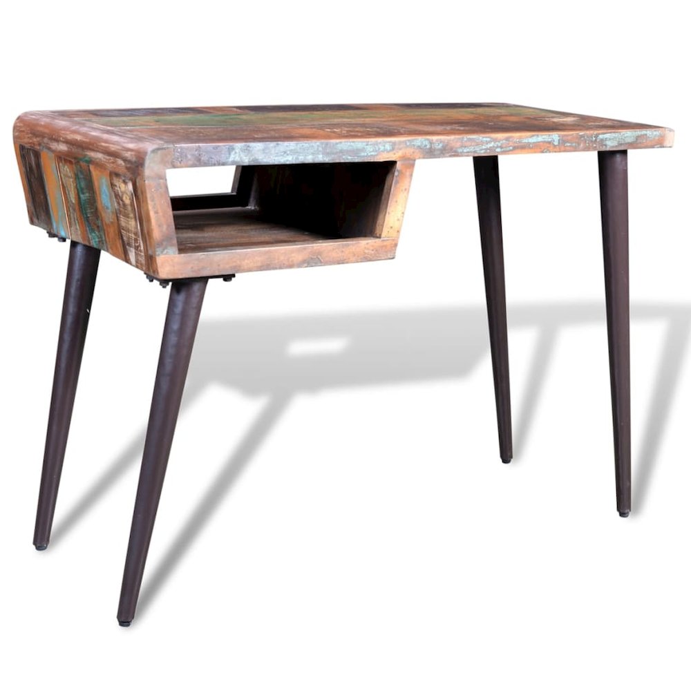 Desk Multi-color Reclaimed wood, Painted iron 43.3 x 19.7 x 31.5 in