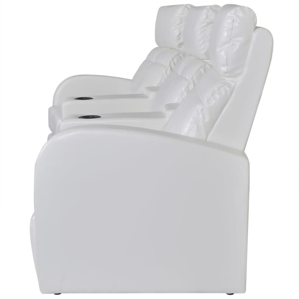 vidaXL 3-Seater Home Theater Recliner Sofa White Faux Leather, 242540