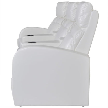 vidaXL 3-Seater Home Theater Recliner Sofa White Faux Leather, 242540