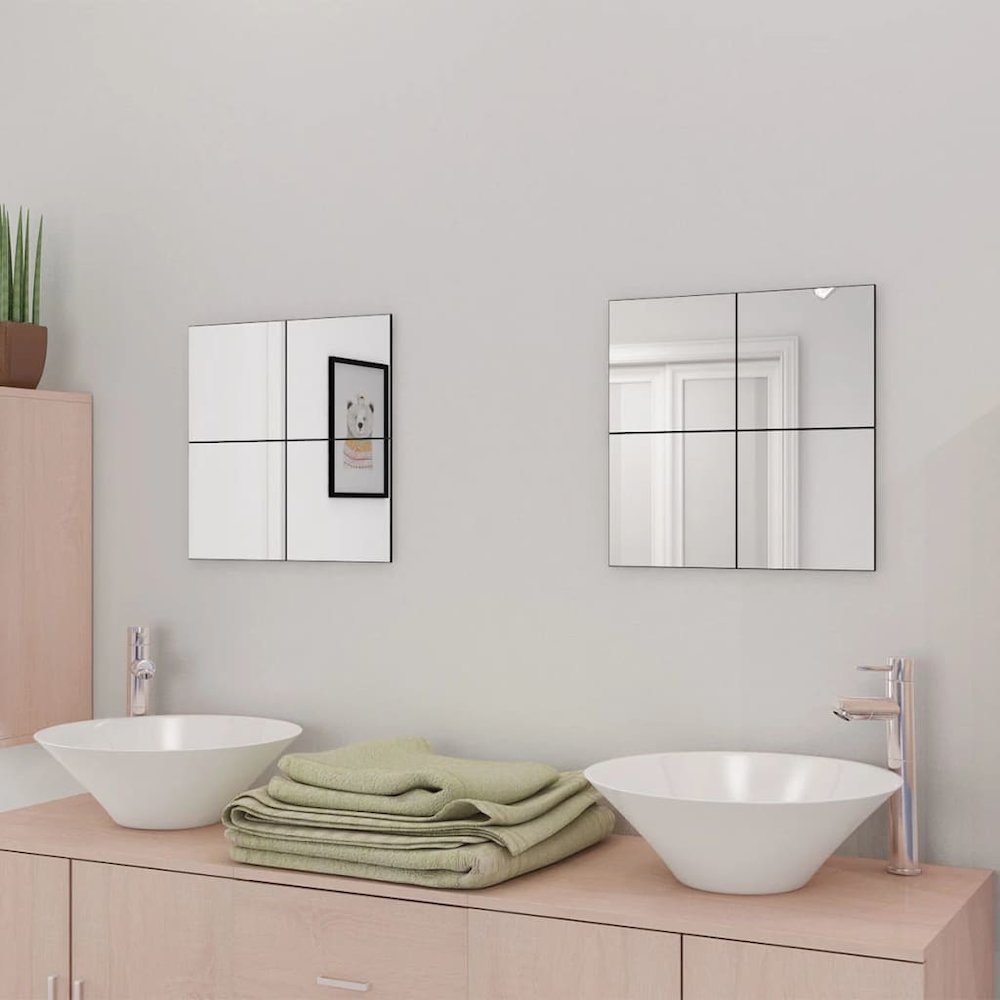 Mirror Tile Set of 8 High-quality glass Small Decorative Inlays