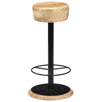 Bar Chair Light Brown, Black Solid Mango Wood, Powder-Coated Iron