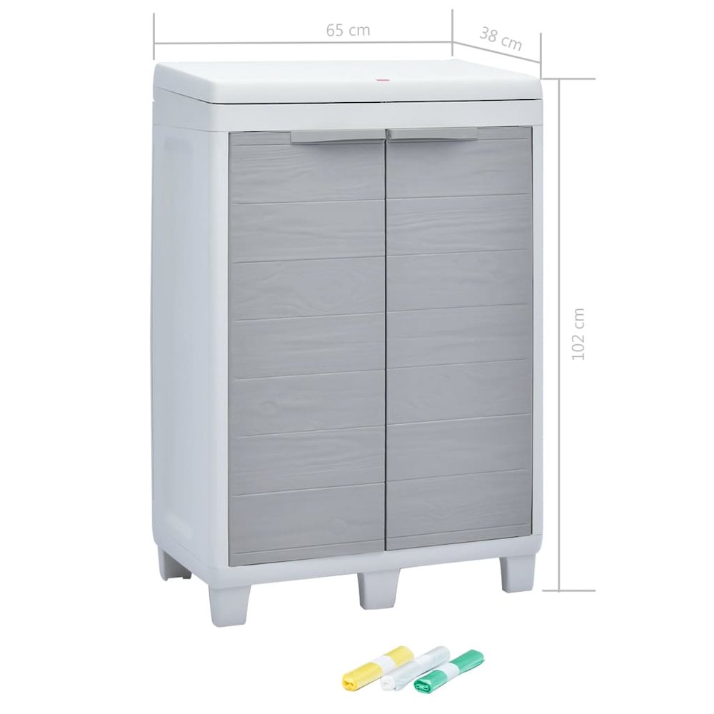 vidaXL Garden Dustbin with 3 Bags Light Gray 25.6"x15"x40.2", 45671