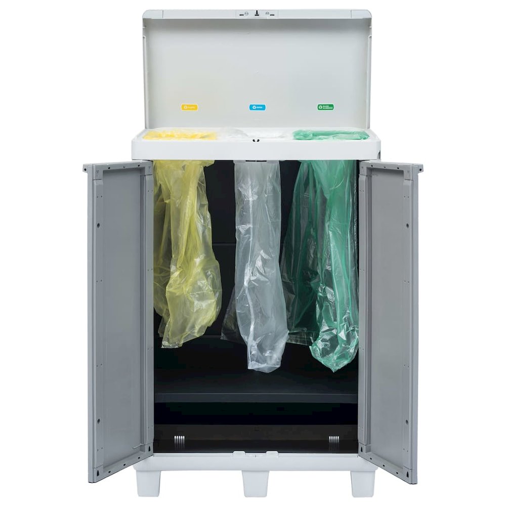 vidaXL Garden Dustbin with 3 Bags Light Gray 25.6"x15"x40.2", 45671