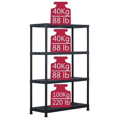 vidaXL Storage Shelf Rack Black 485 lb 35.4"x15.7"x54.3" Plastic, 45679