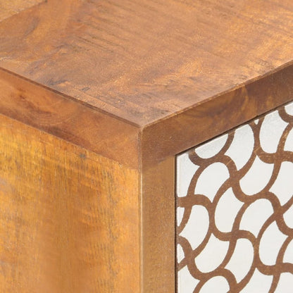 Sideboard Brown with printed patterns Solid mango wood, MDF Medium