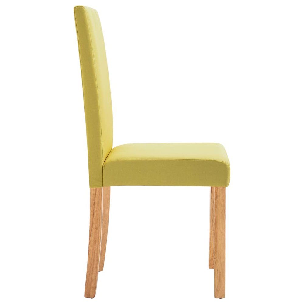 Dining Chair Set of 4 Green Fabric and Rubber wood Standard