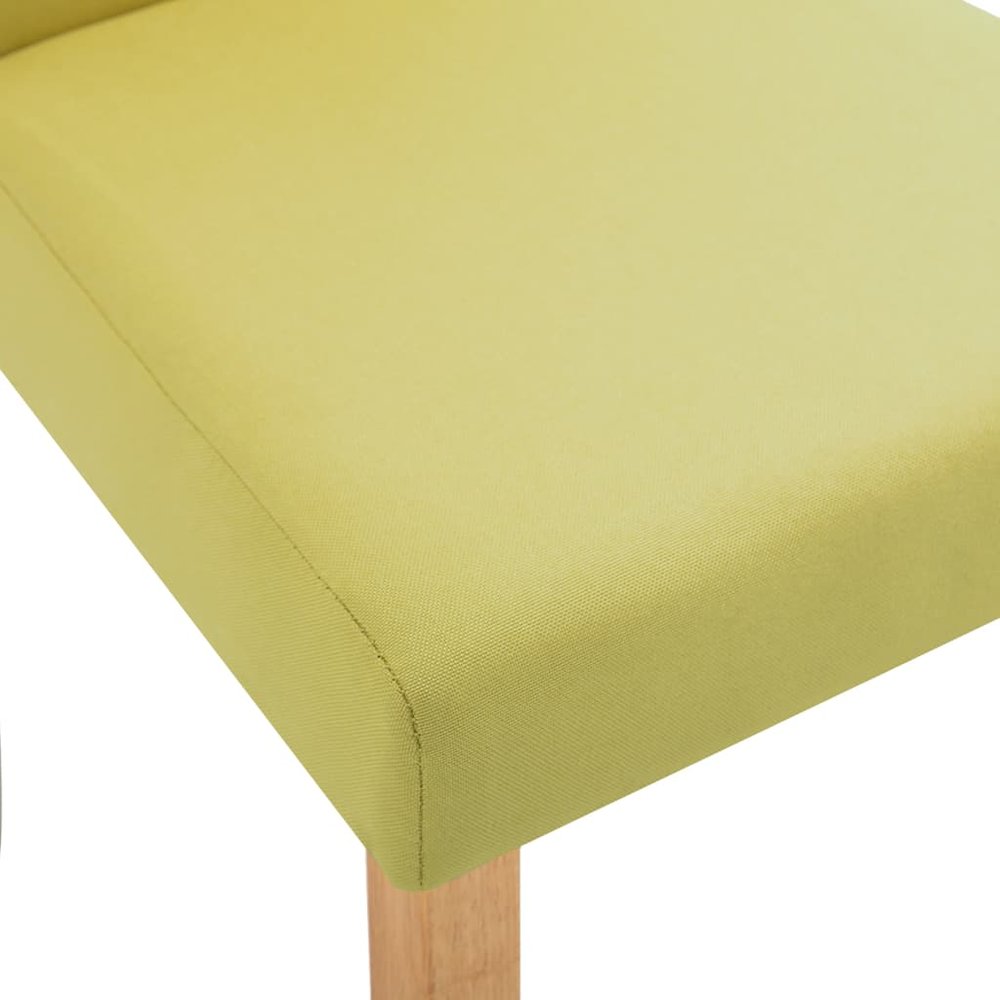 Dining Chair Set of 4 Green Fabric and Rubber wood Standard