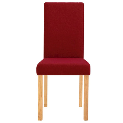 Dining Chair Set of 2 Wine Red Fabric and Rubber Wood Standard