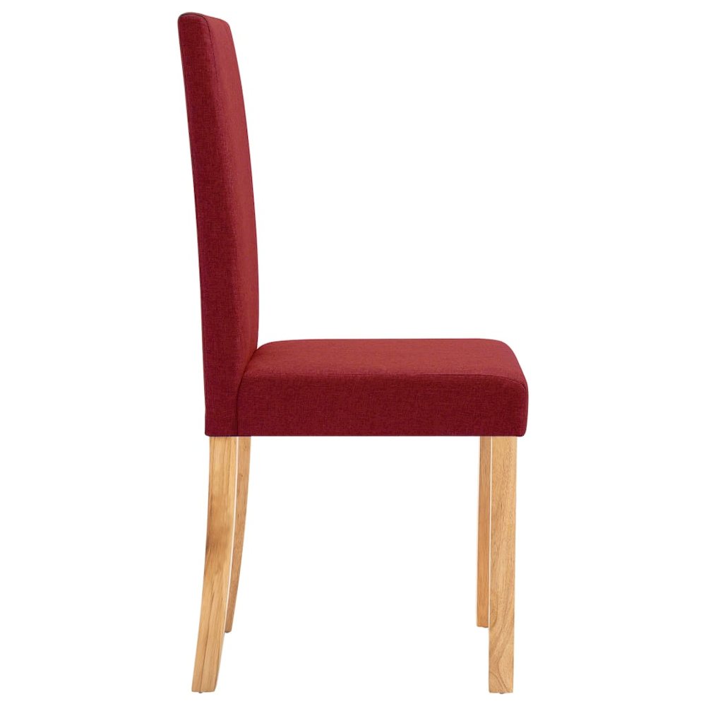 Dining Chair Set of 2 Wine Red Fabric and Rubber Wood Standard