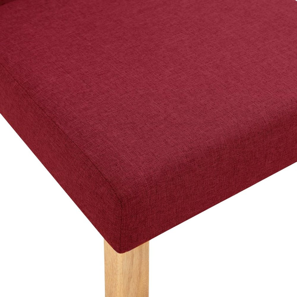 Dining Chair Set of 2 Wine Red Fabric and Rubber Wood Standard
