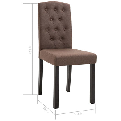 Dining Chair Set of 4 Brown Fabric and rubber wood frame Standard