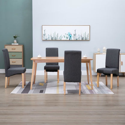 Dining Chair Set of 4 Gray Fabric and wood
