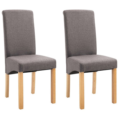 Dining Chair Set of 2 Taupe Fabric and wood Regular Ergonomic
