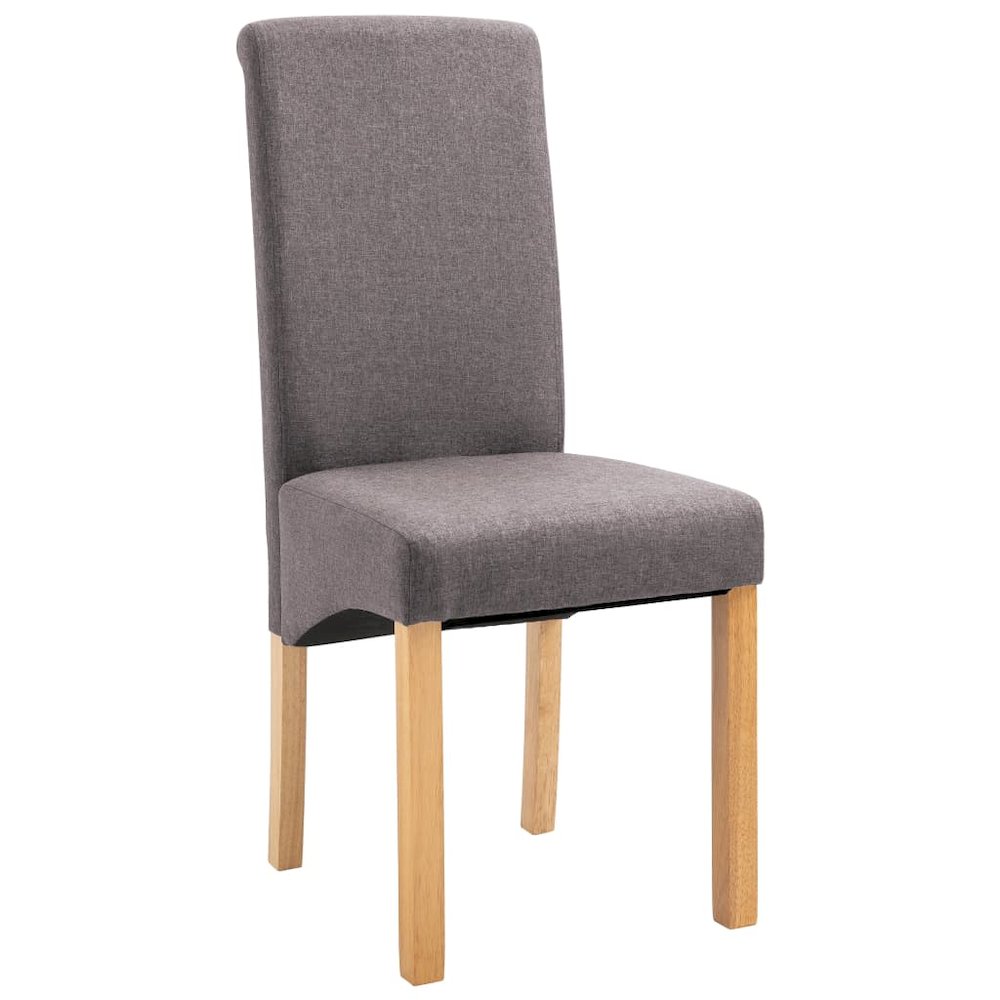 Dining Chair Set of 2 Taupe Fabric and wood Regular Ergonomic