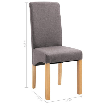 Dining Chair Set of 2 Taupe Fabric and wood Regular Ergonomic